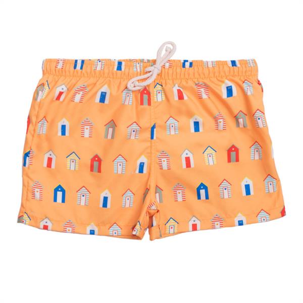 Bañador Boxer Secado Rápido Casas Playa Naranja Güito