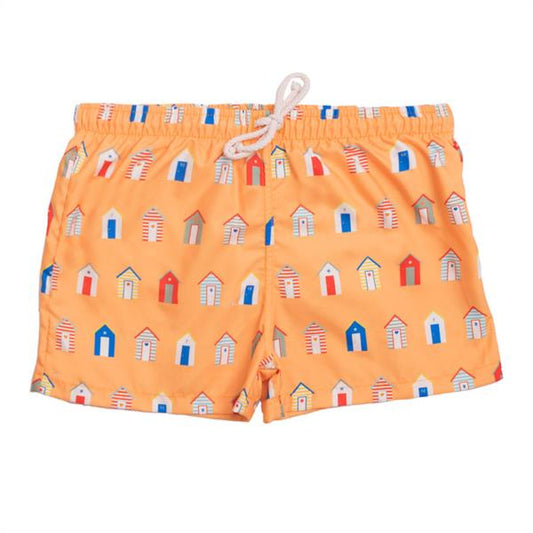 Bañador Boxer Secado Rápido Casas Playa Naranja Güito