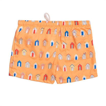 Bañador Boxer Secado Rápido Casas Playa Naranja Güito