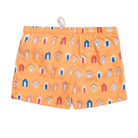 Bañador Boxer Secado Rápido Casas Playa Naranja Güito